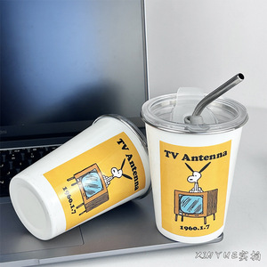 Stainless Steel Coffee <b>Cup</b> Tumbler With Straw Portable For Travel <b>Cold</b> Drinks - Product Image 3