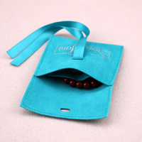Pochette à bijoux en velours bleu marine avec nœud pour emballage de bracelets et boucles d'oreilles, avec logo personnalisé imprimé, sacs cadeaux enveloppe, vente en gros