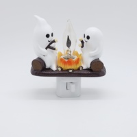Lampe LED d'Halloween en forme de fantôme mignon pour feu de camp, éclairage décoratif à brancher, décoration d'intérieur effrayante pour les fêtes, lampe à lumière douce et chaude