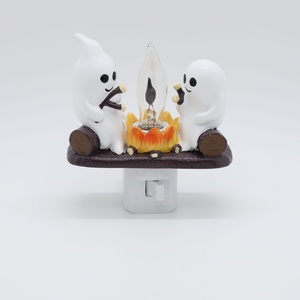 Cute Ghost Campfire Halloween LED <strong>Night</strong> Light Plug-in Decorative Lighting Spooky Holiday Home Decor Soft Warm Glow Lamp - Product Image 3
