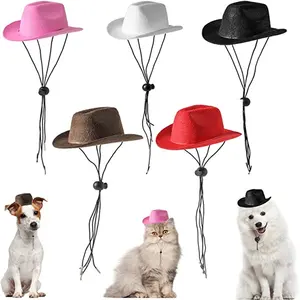 หมวกคาวบอยขนาดเล็กปรับได้,หมวกขนาดเล็กสำหรับสัตว์เลี้ยงแมวสุนัขเครื่องแต่งกายแบบตะวันตกอุปกรณ์ปาร์ตี้วันหยุด