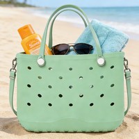 Sac de plage en EVA tendance, design classique, anti-décoloration, flexible, imperméable, respirant, séchage rapide, anti-sable, avec motif de trous de drainage