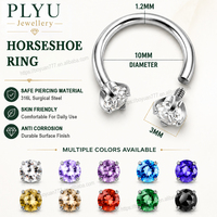 Anneau de septum en acier inoxydable 316L avec boule supérieure amovible, crâne à pointe, pierre précieuse, noir, argent, barbell circulaire, fourniture pour salon de tatouage