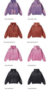 Tùy Chỉnh Mùa Thu Người Đàn Ông Của Quá Khổ Áo Nhà Sản Xuất Trống Đau Khổ Cổ Điển Zip-up Đá Mặt Trời Phai Rửa Axit In Kỹ Thuật Số - Product Image 3