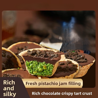 Tarta Crujiente de Chocolate Negro Sólido para Snacks Casuales al por Mayor con Relleno de Crema de Pistacho y Manteca de Cacao