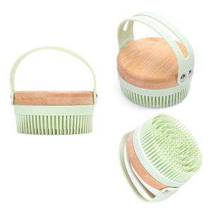 Cepillo para champú para bebés, cerdas suaves de silicona, masaje, baño, ducha, para bebés de 0 a 12 meses, verde claro - Product Image 5