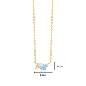 Minimalista semplice delizia catena di clavicola con <span class=keywords><strong>pietra</strong></span> di zircone blu <span class=keywords><strong>opale</strong></span> <span class=keywords><strong>pietra</strong></span> 925 in argento Sterling collana di gioielli - Product Image 6