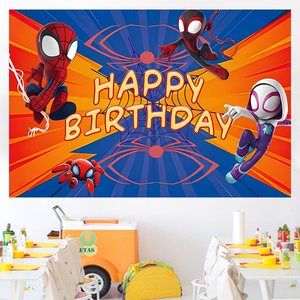 Bannière de fond à thème Spider-Man de dessin animé pour la promotion, décorations de fête d'<span class=keywords><strong>anniversaire</strong></span> pour garçons et enfants, affiches de fond Spider-Man - Product Image 2
