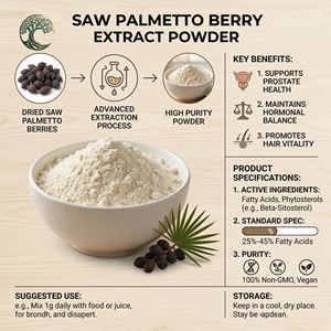 Suministro de Fábrica al por Mayor: Extracto de Fruta de Saw Palmetto en Polvo de Grado Alimenticio con 25% y 40% de Ácidos Grasos para el Apoyo a la Salud de la Próstata - Product Image 5