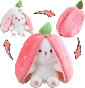 2024 Easter Holidays Creative New Strawberry Transformed Into Bunny Plush Toy Carrot Rabbit Plush Easter Throw Pillow