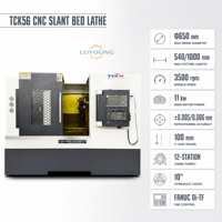 Tour de précision CNC horizontal à banc incliné automatique TCK56C avec axes Y, tourelle motorisée BMT55 et outils motorisés
