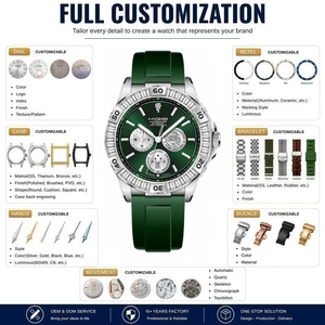 Montres mécaniques pour hommes avec bracelet en silicone vert de luxe, faible MOQ, mouvement automatique japonais 8217, montres personnalisées OEM. - Product Image 2