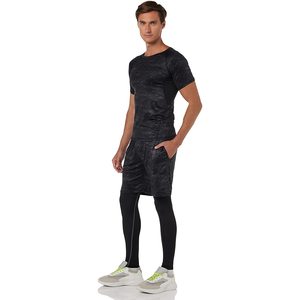 Sky-Touch ชุดเสื้อผ้าฟิตเนสของผู้ชายแห้งเร็วเสื้อยืดธรรมดากางเกงบีบอัดกางเกงขาสั้นทรงหลวมสำหรับกีฬากรีฑา - Product Image 6