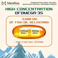 Gélules d'huile de poisson Oméga-3 triple concentration 3600mg, sans OGM, certifiées Halal, marque privée OEM, supplément EPA DHA, 120 unités pour adultes