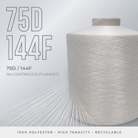 Fil texturé 100% polyester DTY 75D/144F, microfibre douce blanche OKE-100 AA, haute résistance, recyclable, pour la confection de bas et de sous-vêtements