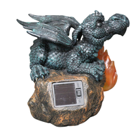 Statue de dragon en résine, ornement de jardin à énergie solaire avec lumière de feu, imperméable, décoration de pelouse, de patio et de jardin, figurine