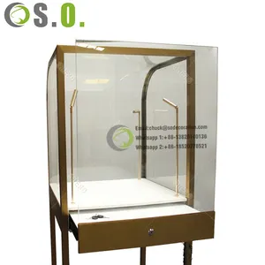 Customize Modern Design Frameless Glass Top LED Lights Jewelry Store Cabinet Furniture Boutique Museum Display Showcase