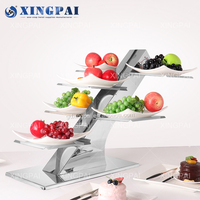 XINGPAI Hôtel Fournitures En Acier Inoxydable De Service En Métal Alimentaire Buffet Plateau Trois Niveaux Restauration Affichage Riser Gâteau De Mariage Stand