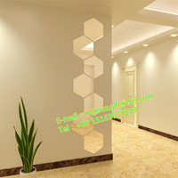 Miroirs décoratifs pour la maison, bronze, carreaux de miroir hexagonal auto-adhésif, carreaux de mosaïque 18x21, vente en gros, pièces