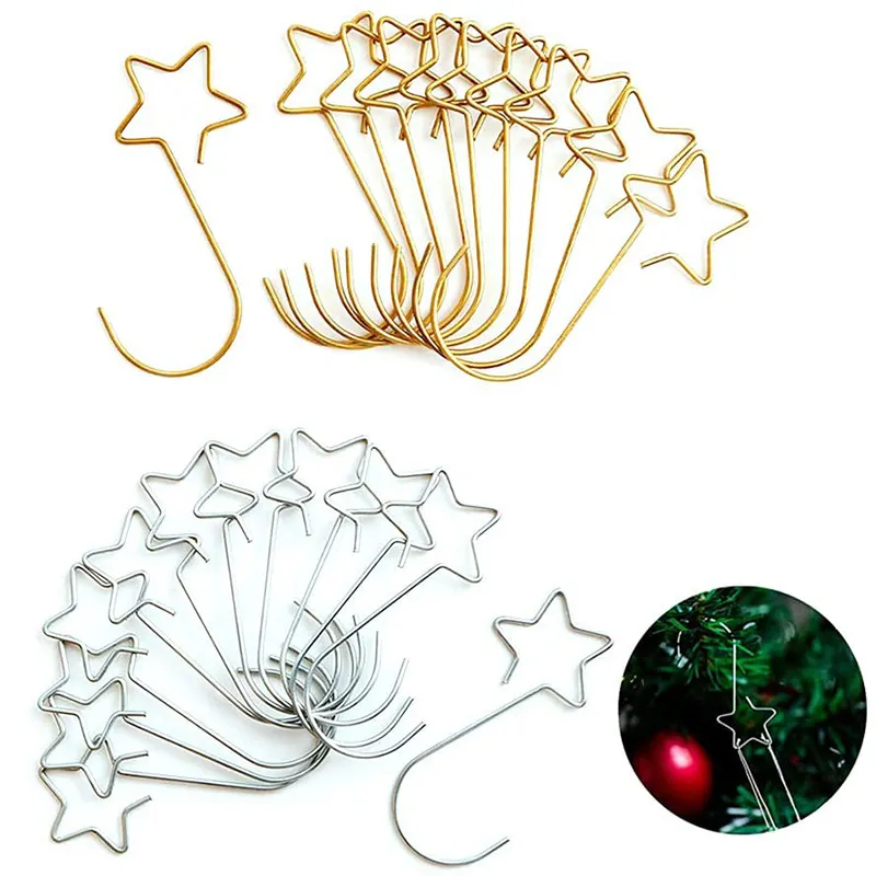 Ganci per ornamenti all'ingrosso ganci per ornamenti per la decorazione dell'albero di natale ganci a stella affilati per la decorazione della parete appendiabiti in filo metallico