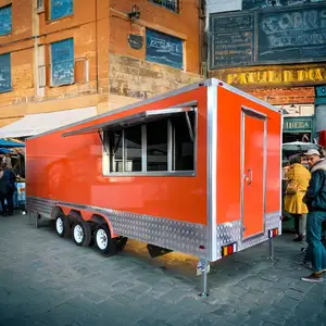 2024 chariots de crème glacée de vente chaude camion de remorque de nourriture carrée de 16 pieds