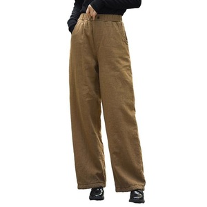 Women's High Waisted <b>Corduroy</b> Pants Dark <b>Green</b> Loose Fit Straight Leg Autumn Winter Warm Thickened Casual <b>Trousers</b> - Product Image 5