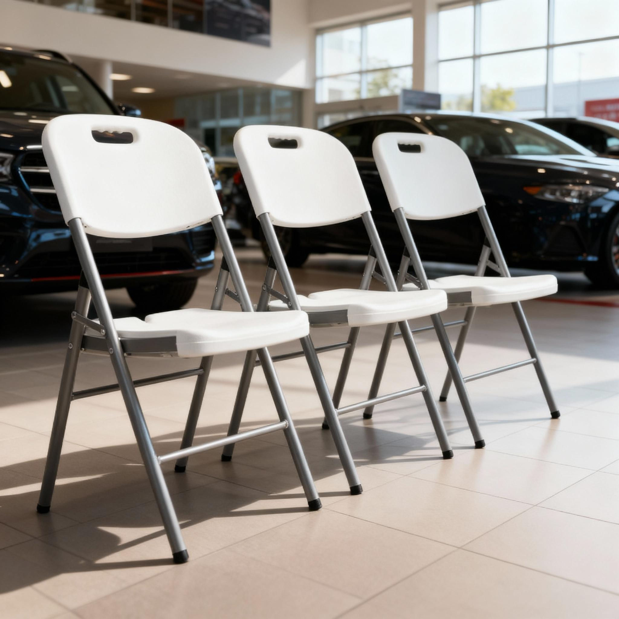 เก้าอี้พับพลาสติกสีขาว