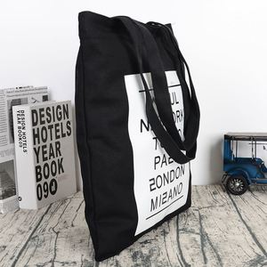 High Quality <b>Black</b> Cotton Canvas Tote <b>Bag</b> Zippered Closure for Shopping in Supermarket Custom Logo Factory Direct - Product Image 2