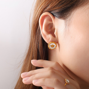 Heart Shape Round <b>Earrings</b> Necklace Set Stainless Steel 18K Gold Plated Women's Fashion Jewelry Gift - Product Image 4