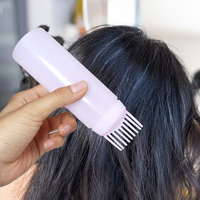 Brosse applicatrice d'huile capillaire personnalisée pour salon, flacon d'huile capillaire de 6 onces avec peigne applicateur de couleur pour racines et échelle graduée