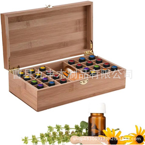 Bamboo Essential Oil Storage Box Rectangular Compartmentalized Portable Aromatherapy <b>Display</b> <b>Case</b> For Personal Care - Product Image 5