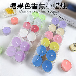 Bougies chauffe-plat parfumées aux couleurs bonbon 4x1,7cm en cire de paraffine, décoration d'intérieur, forme ronde, mèche unique - Product Image 1