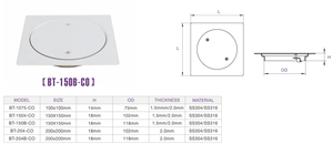 Desagüe de suelo de inspección de acero inoxidable SS304 SS316 de 100*100mm al por mayor, limpieza de desagüe de mantenimiento de ducha cuadrada - Product Image 5