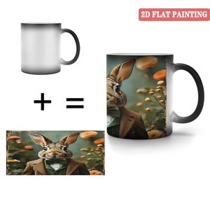 Frosted Black 11oz <b>Ceramic</b> <b>Mug</b> Heat Color Changing Magic Cup Friend Gathering Festival Gift - Product Image 4