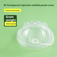 Tapa de plástico PP desechable con forma de panda de 90 mm de diámetro para vasos de té con leche, tipo disco