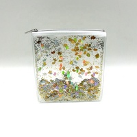 Vente chaude transparent PVC confettis sac de maquillage paillettes sequin fermeture éclair sac cosmétique clair cosmétique paillettes pochette