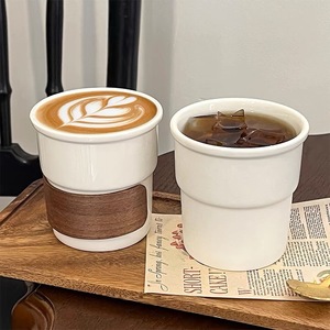 Customized 220ml Latte <b>Cup</b> Simple White <b>Ceramic</b> Coffee <b>Cup</b> Hot Cocoa Mug - Product Image 1