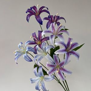 ช่อดอกลิลลี่ประดิษฐ์ 3 มิติ ดอกไม้ผ้าไหมเสมือนจริง สำหรับตกแต่งงานแต่งงาน และเป็นพร็อพถ่ายภาพ - Product Image 3