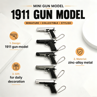 7.5CM Skala 1:3 Colt 1911 Mini yang Dapat Dilepas, Gantungan Kunci Model Pistol Mainan dari Paduan Logam, Desain Mewah, Ringan & Tahan Air