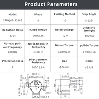 Motor paso a paso con engranajes PM 24BYJ48 12V, reducción 1:64, 40dB, 4 fases, unipolar, para actuador de cortina inteligente y abridor de persianas eléctrico