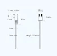 Cable de Alimentación Wavelink Personalizado con Conector DC de 5.5x2.5, JST XH de 2 Pines, Paso de 2.54mm, Conductor de Cobre, Aislamiento de PVC, para Uso en Construcción
