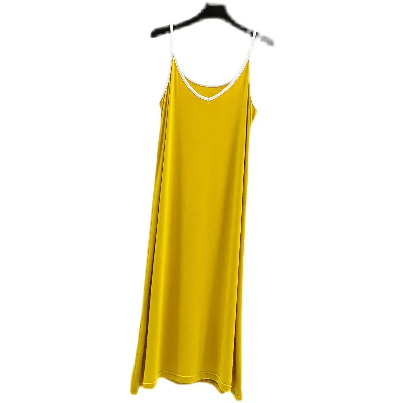 New Arrived V-neck Halter-strap Women's Dress Sleeveless Base Skirt A-type MIDI Skirt Home Sleeping Dress