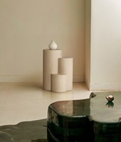 Table d'appoint géométrique moderne Wabi-Sabi en gros avec revêtement minéral en micro-ciment imitation pierre, usine OEM