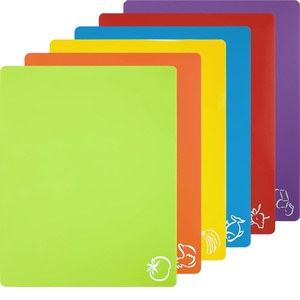 Set of 6 Extra Thick Flexible Plastic Cutting Boards EZ-Grip <strong>Waffle</strong> Back Dishwasher Safe Chopping <strong>Blocks</strong> for Cheese - Product Image 1