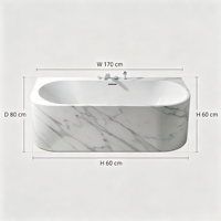 Baignoire autoportante en marbre blanc poli de luxe avec silhouette incurvée pour la décoration de salle de bain de villa moderne