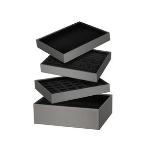 ODM Fancy Modern Jewelry Display Tray Velvet Stackable Jewelry Trays Custom Grey Jewelry Display Set - Product Image 1