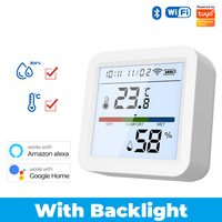 Détecteur de température et d'humidité intelligent Tuya WiFi + Bluetooth avec écran LCD rétroéclairé, hygromètre thermomètre haute précision