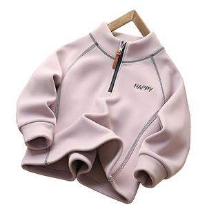 Vêtement en laine pour enfants Pull à col rond doublé en polaire Coupe-vent <span class=keywords><strong>Sweat</strong></span>-shirt décontracté pour garçons Épaissi léger Vêtement thermique d'extérieur - Product Image 5