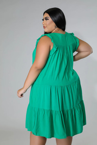 Hot Selling Products 2025 Plus Size Dress <strong>Xxxl</strong> Fat Women Solid Color Fashion Casual Layered Dress - Product Image 3