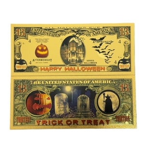 4 types de billets de banque américains de Halloween plaqués or 24 carats pour cadeaux - Product Image 1